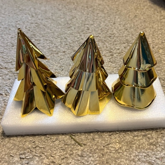 3 Medium Gold Metal Tree NEW Bundle Lot Target Christmas Decor Village Train - Picture 5 of 7